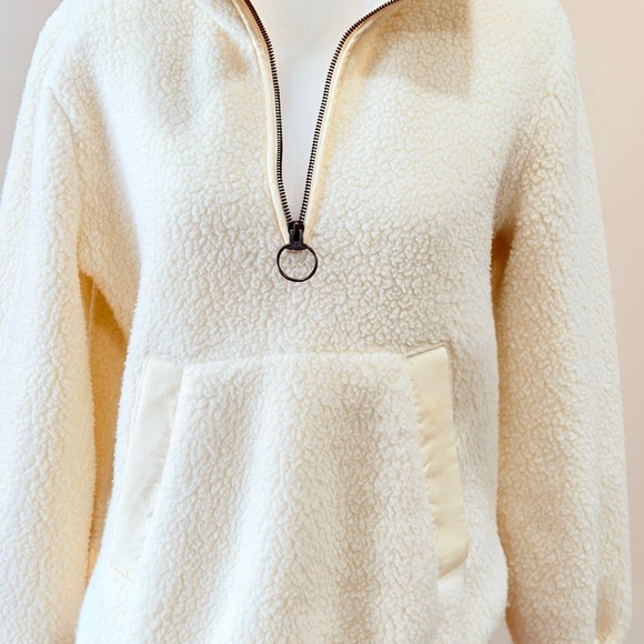 Madewell Fleece Pullover Sweatshirt Sz Medium Cream - Picture 3 of 9